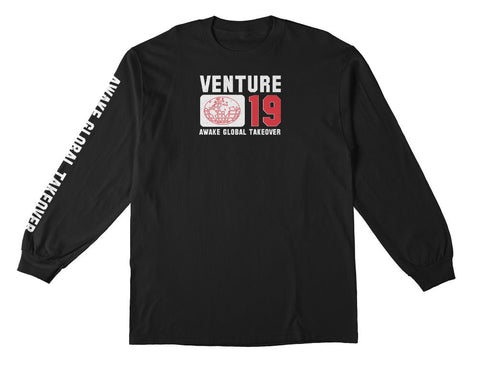 GLOBAL TAKEOVER BLACK LONG SLEEVE TEE FRONT